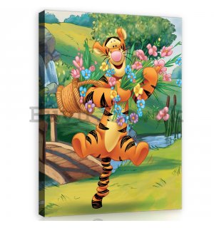 Painting on canvas: Winnie the Pooh (Tiger and flowers)  - 75x100 cm