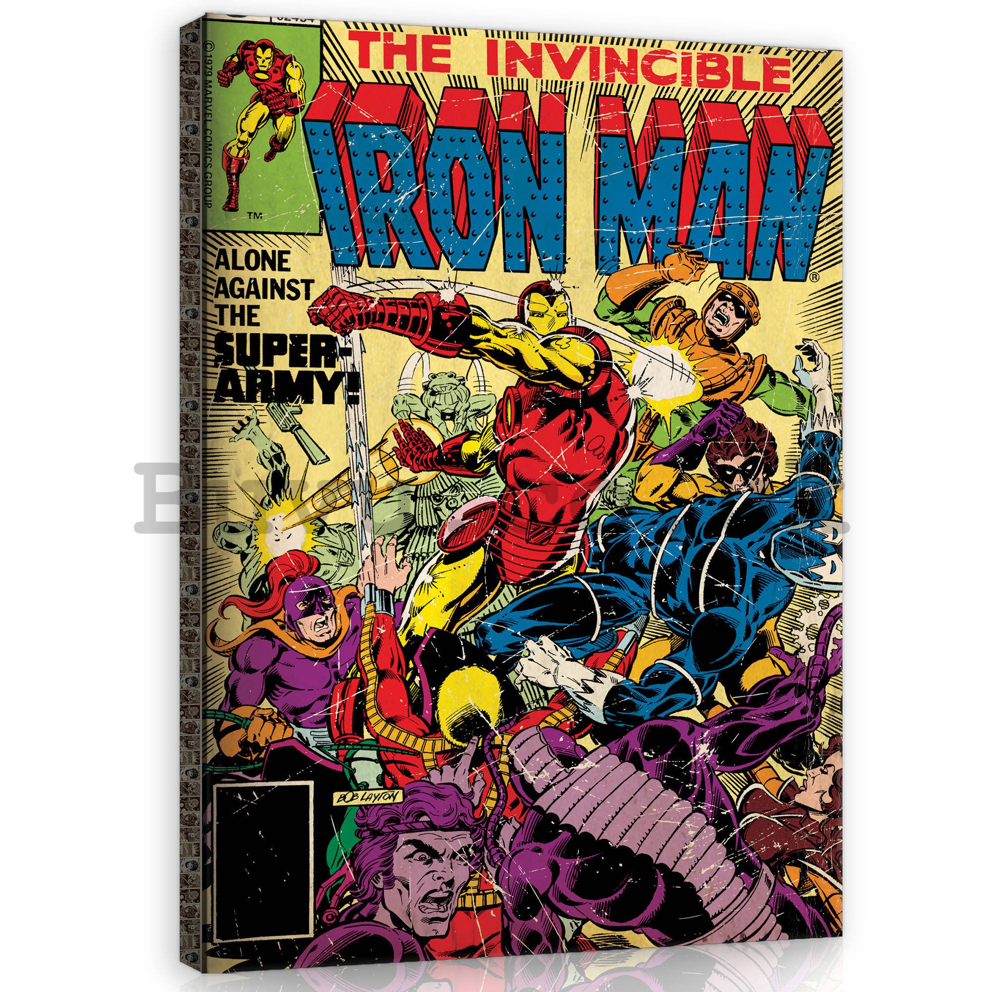 Painting on canvas: The Invincible Iron Man (Alone Against the Super-Army!) - 80x60 cm