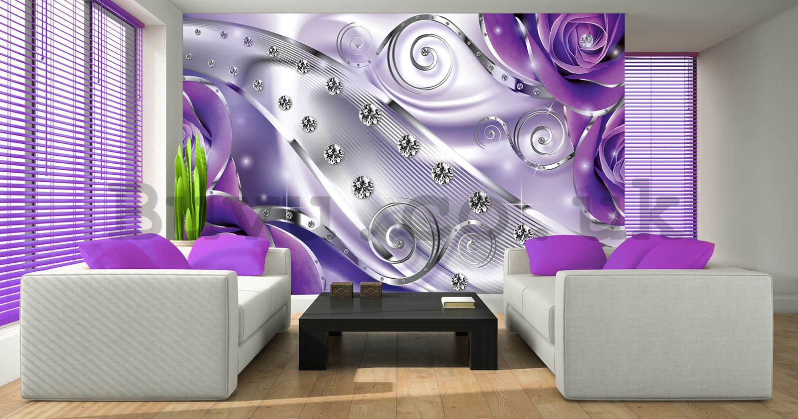 Wall mural: Luxury abstraction (purple) - 254x184 cm