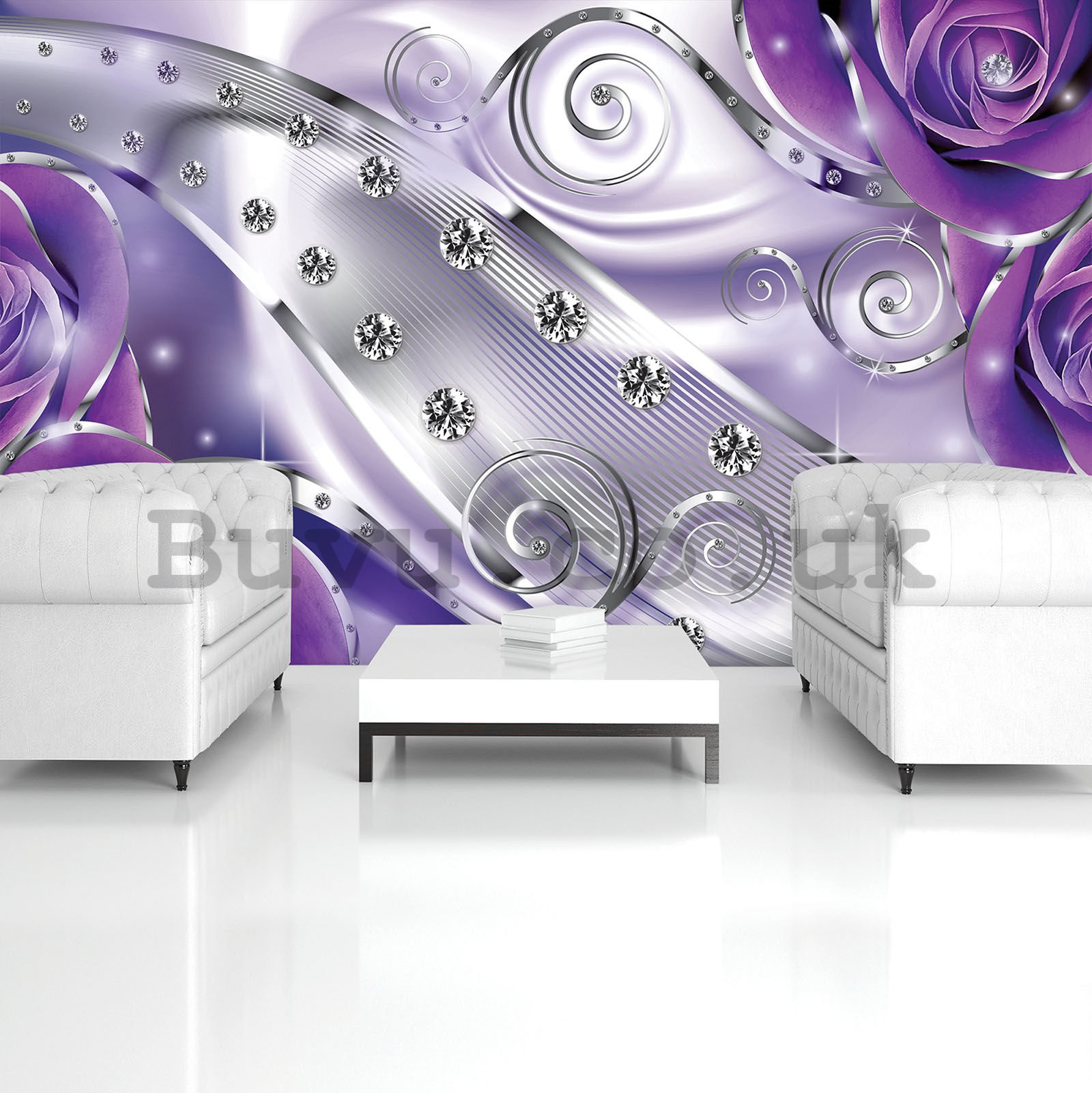 Wall mural: Luxury abstraction (purple) - 254x184 cm
