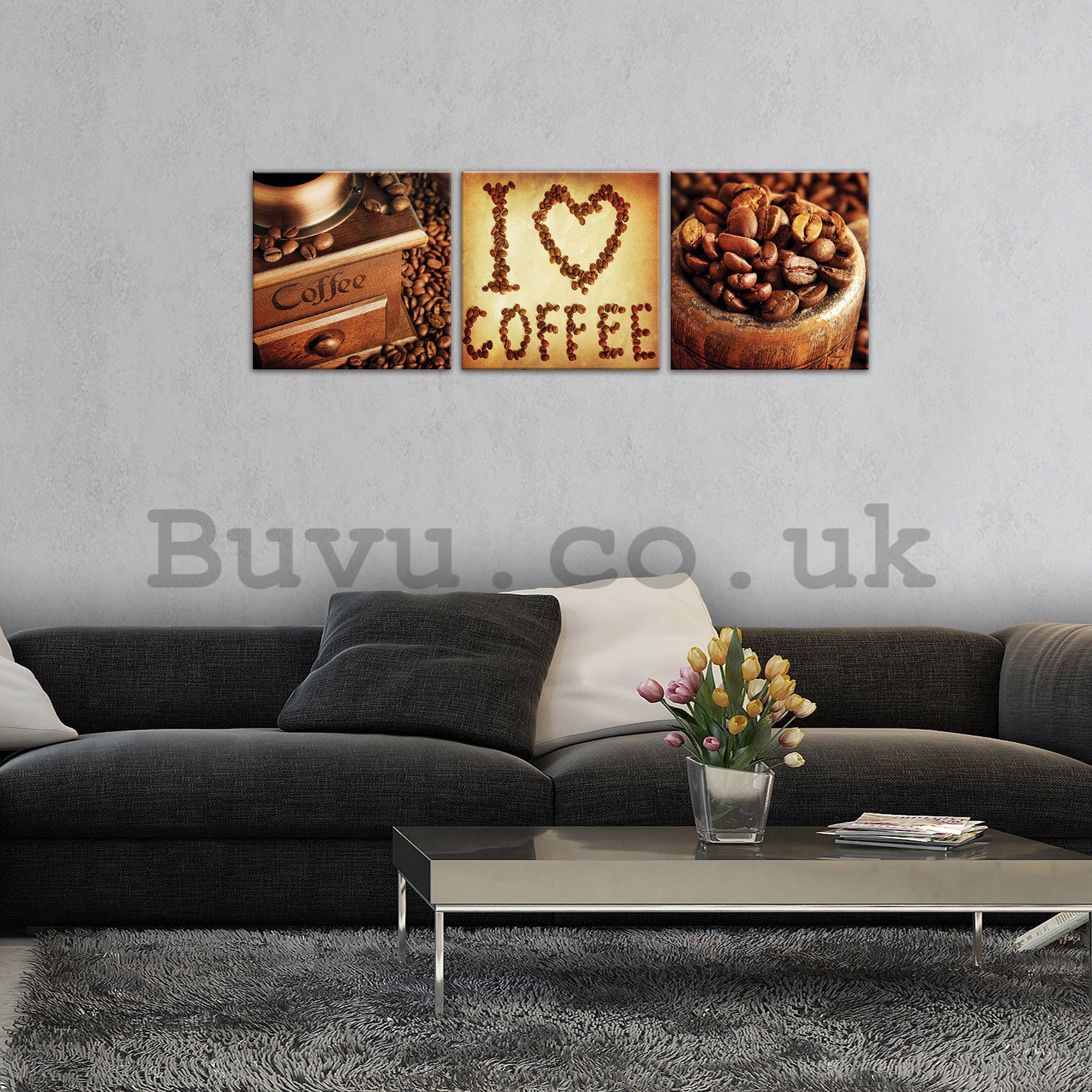 Painting on canvas: I Love Coffee - set 3pcs 25x25cm