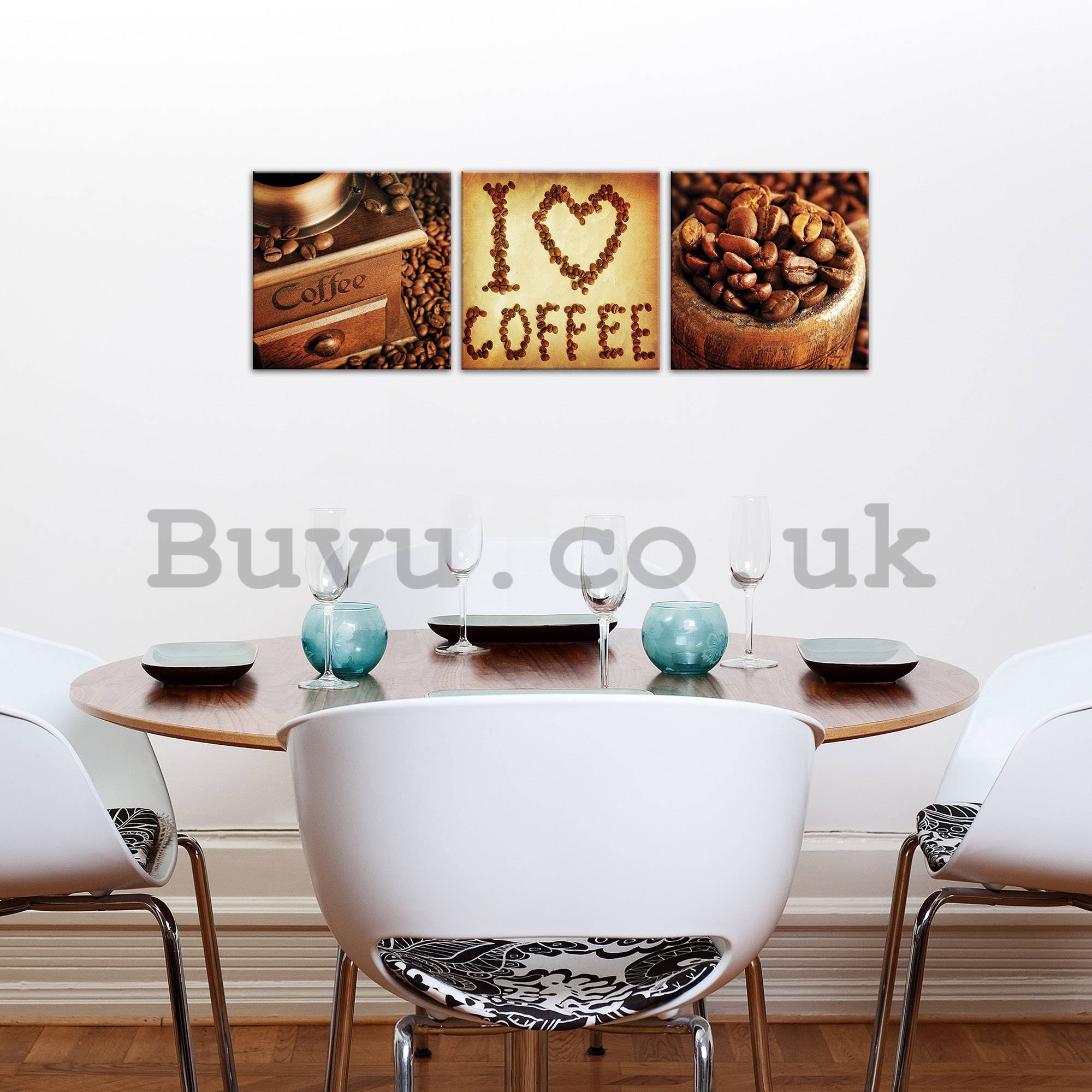 Painting on canvas: I Love Coffee - set 3pcs 25x25cm
