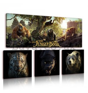 Painting on canvas: The Jungle Book - set 1pc 80x30 cm and 3pc 25,8x24,8 cm