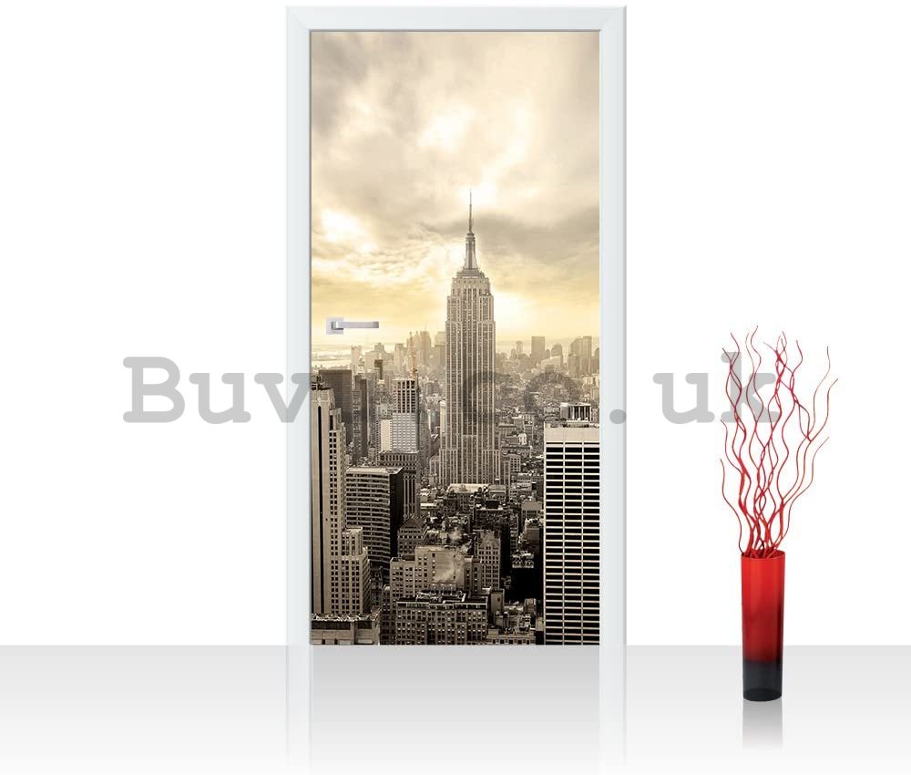 Photo Wallpaper Self-adhesive: Manhattan (sepia tone) - 100x211 cm