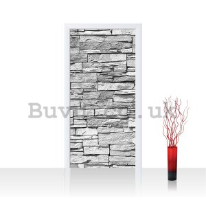 Photo Wallpaper Self-adhesive: Stone wall (gray) - 100x211 cm