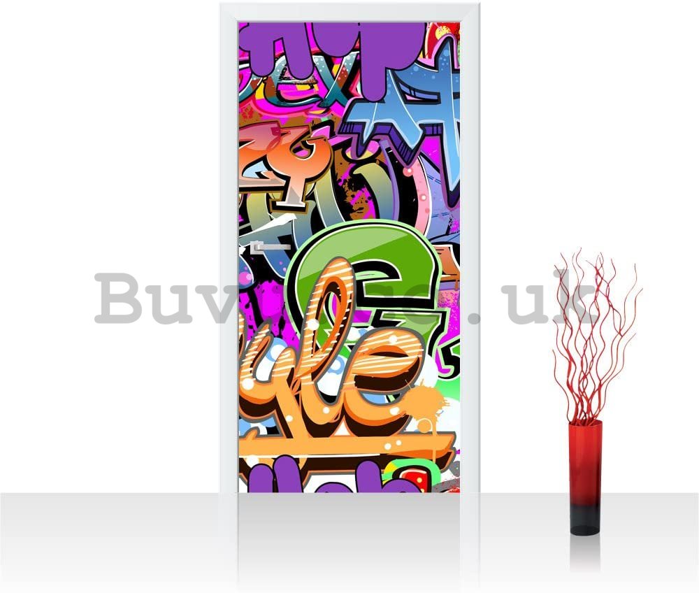 Photo Wallpaper Self-adhesive: Colourful graffiti - 100x211 cm