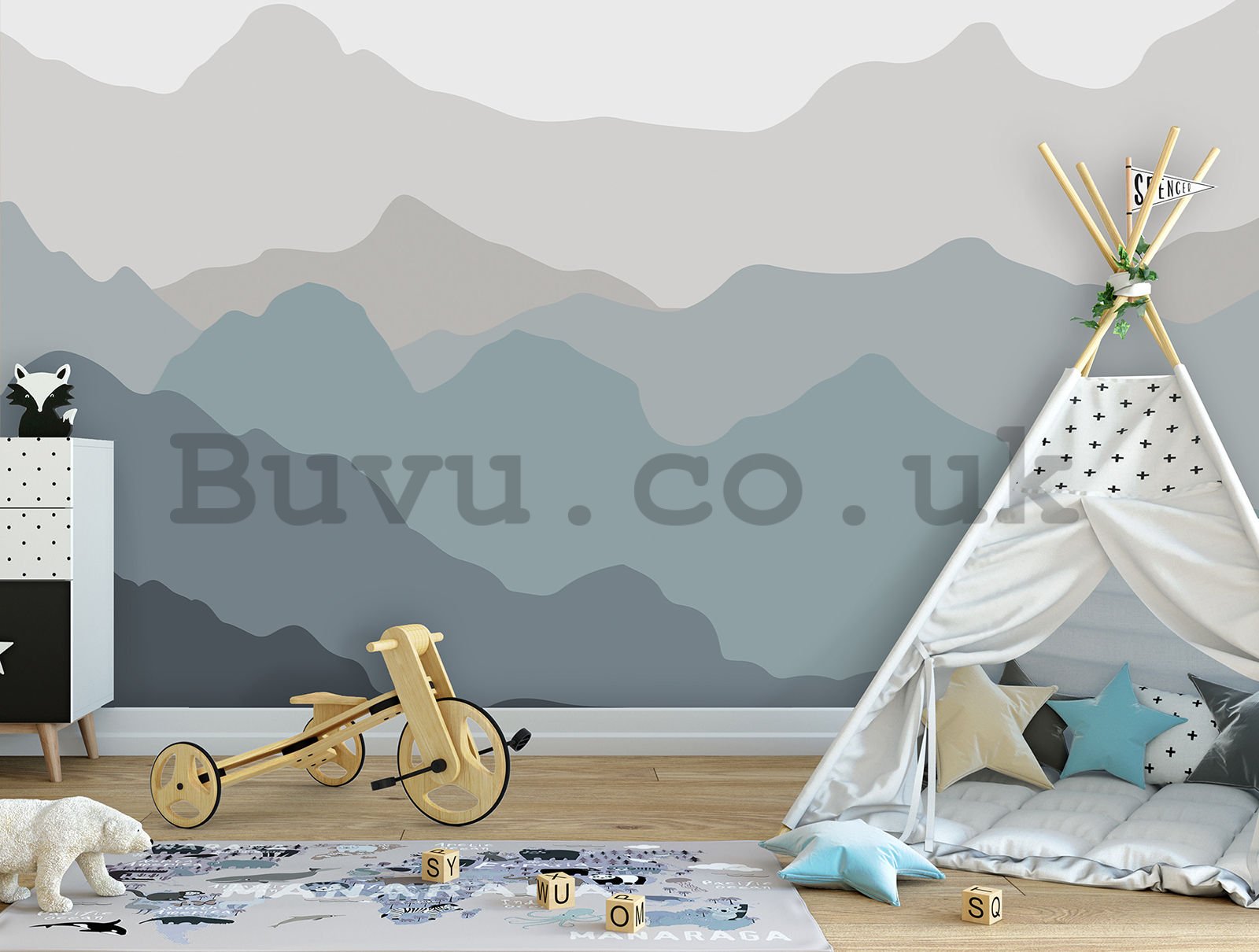 Wall mural vlies: Scandinavian pattern (mountains) - 254x184 cm