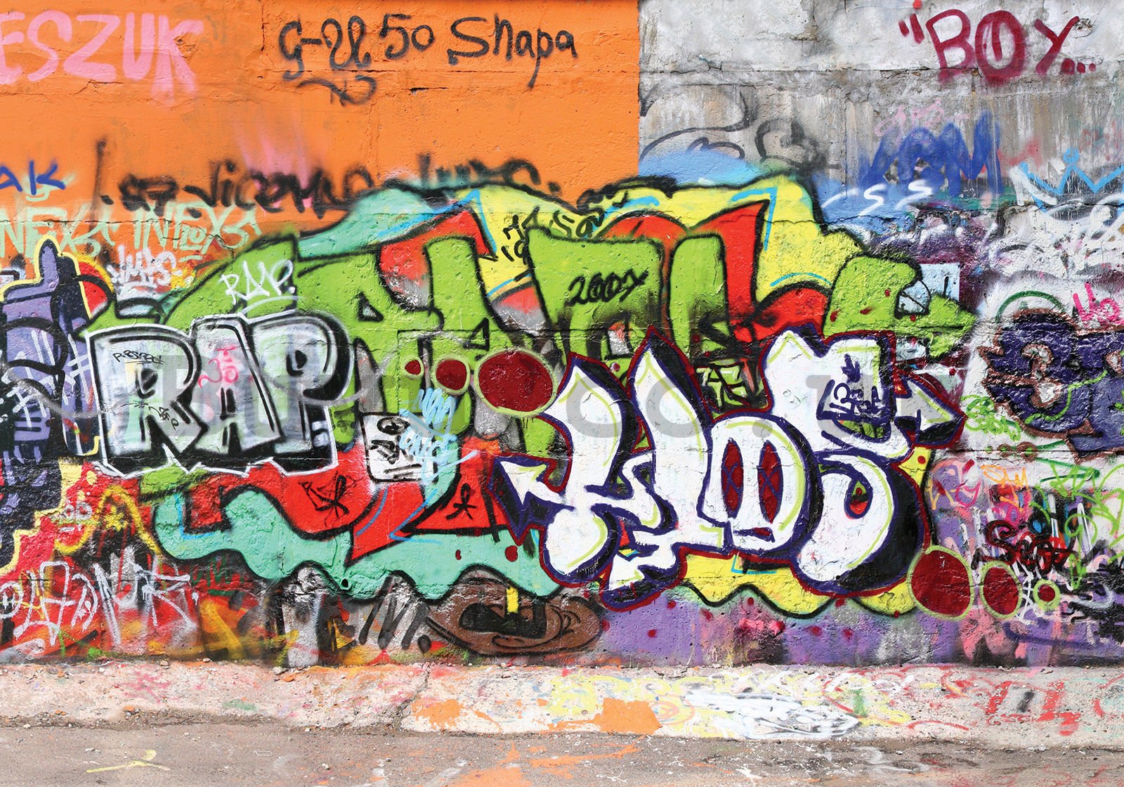 Wall mural vlies: Wall with graffiti - 400x280 cm