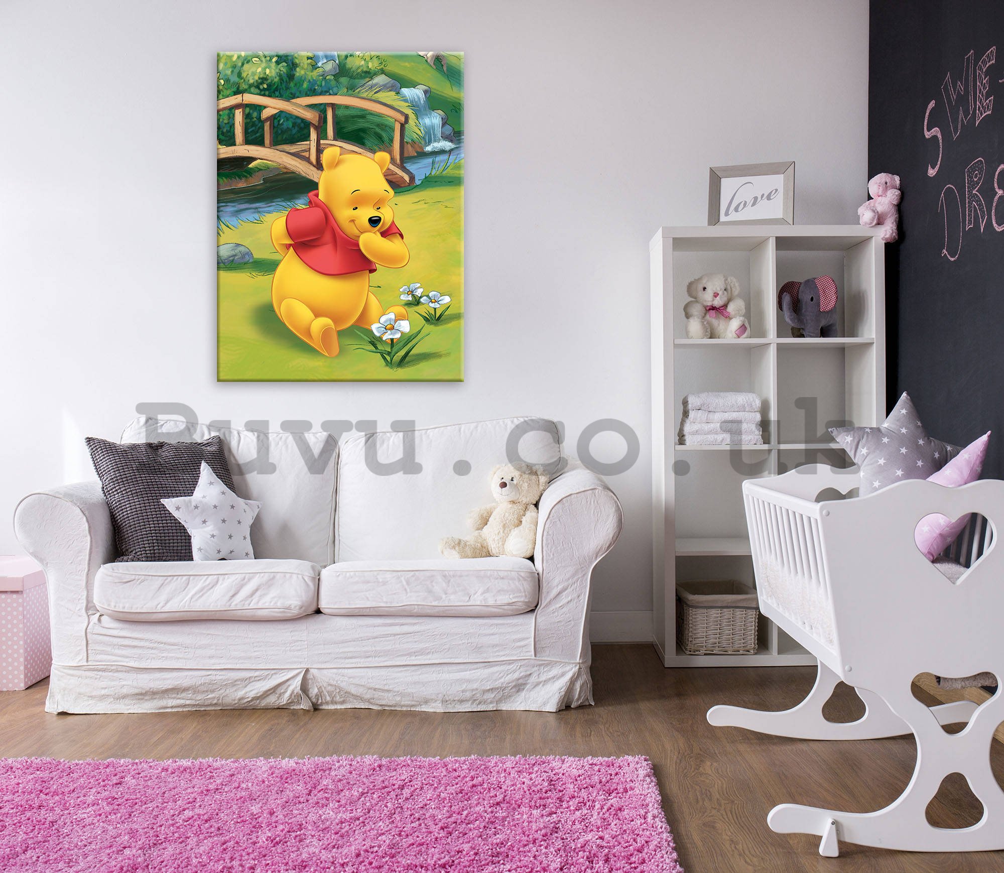 Painting on canvas: Winnie the Pooh (Flowers)  - 75x100 cm