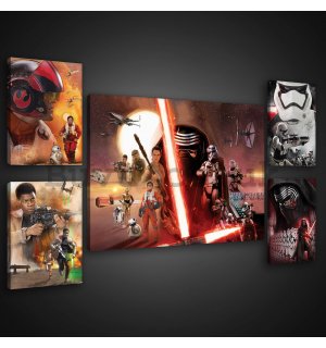 Painting on canvas: Star Wars The Force Awakens - set 1pc 70x50 cm and 4pc 32,4x22,8 cm