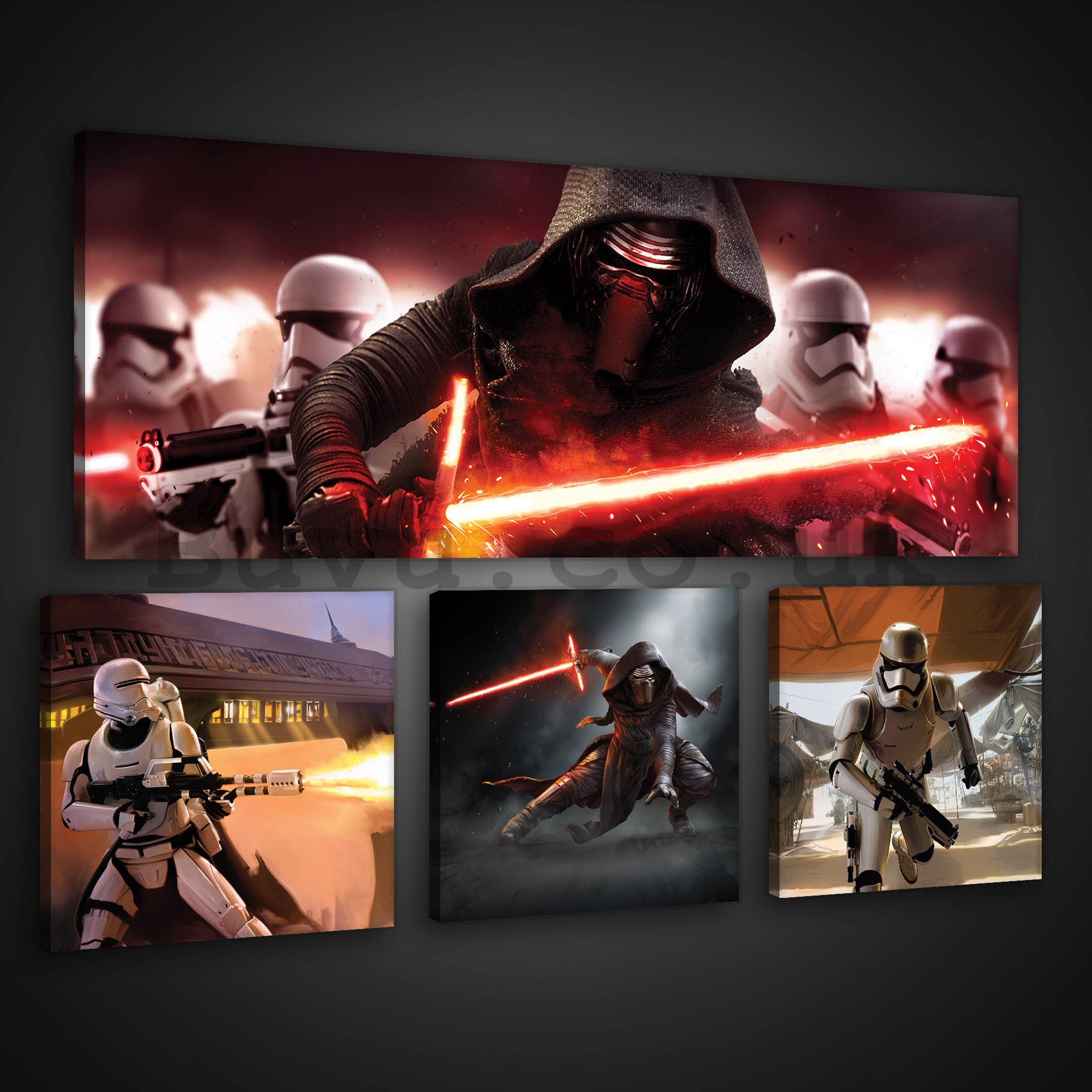 Painting on canvas: Star Wars First Order (2) - set 1pc 80x30 cm and 3pc 25,8x24,8 cm