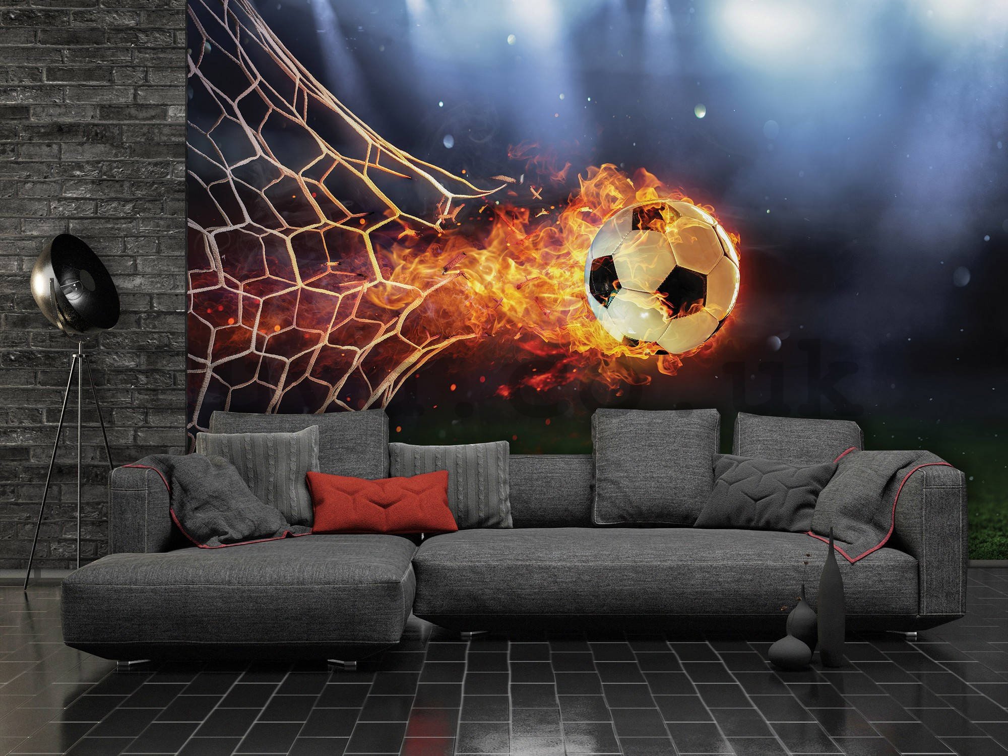 Wall mural vlies: Fiery football goal - 254x184 cm