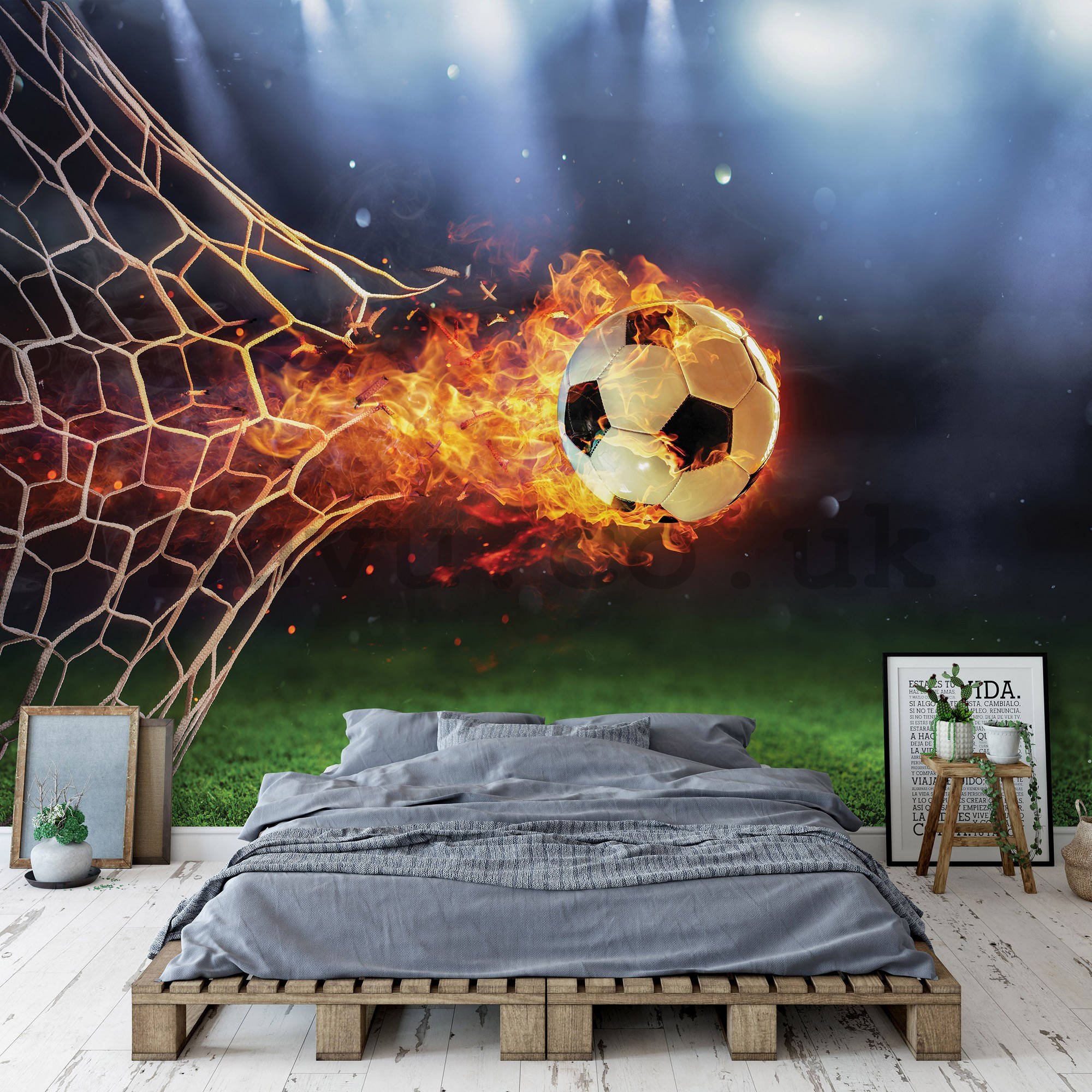 Wall mural vlies: Fiery football goal - 254x184 cm