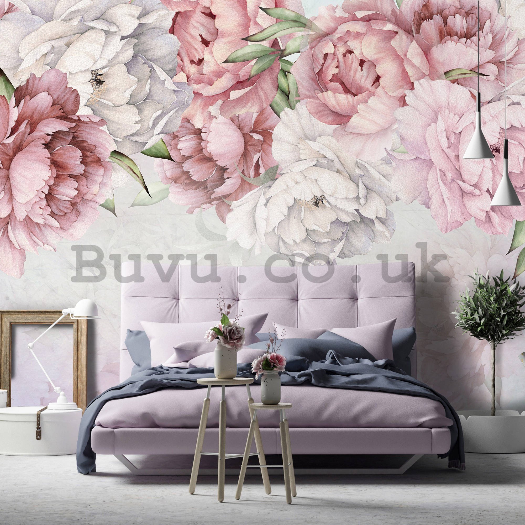 Wall mural vlies: White and pink roses - 368x254 cm