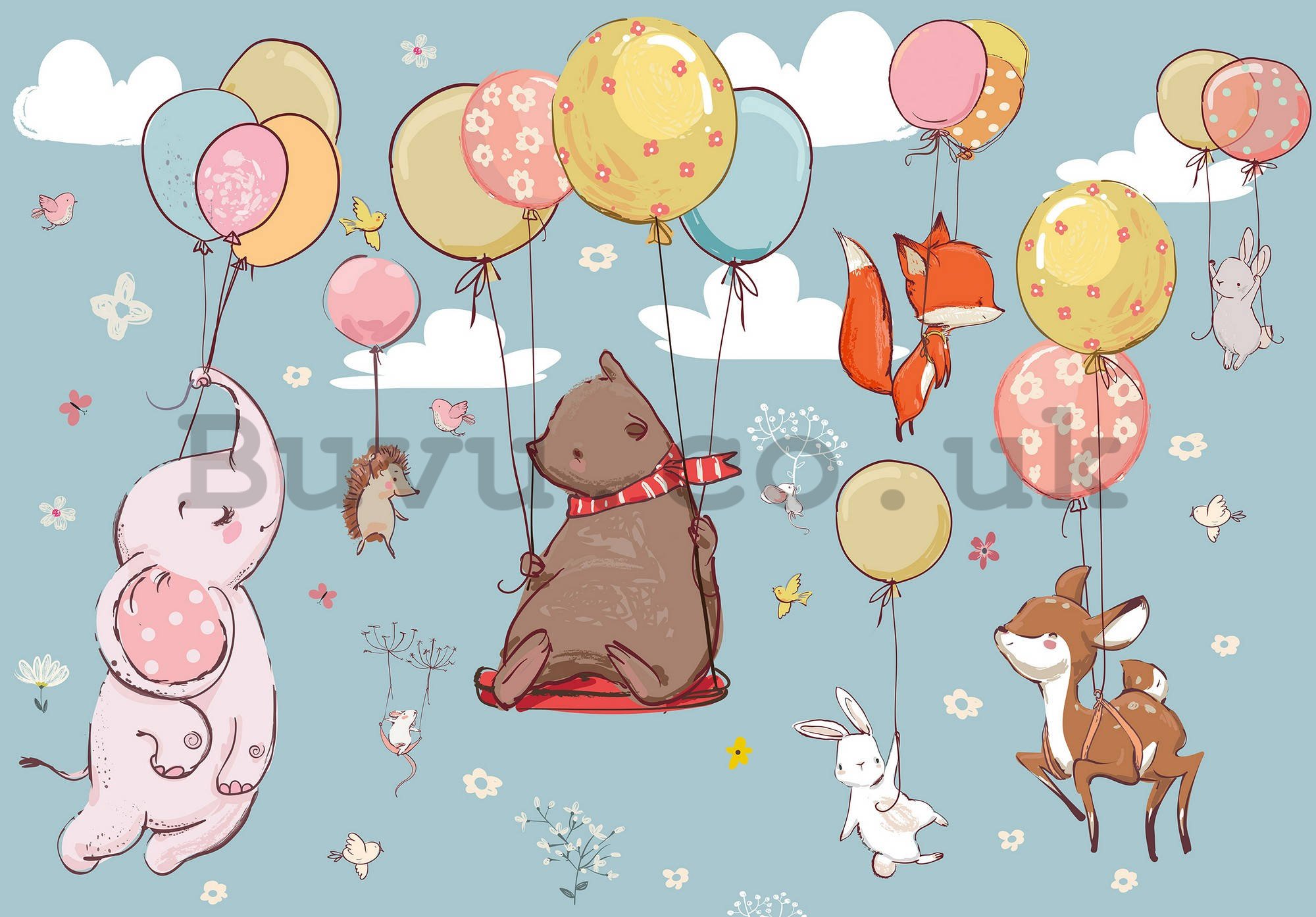 Wall mural vlies: Animals in the clouds - 104x70,5 cm