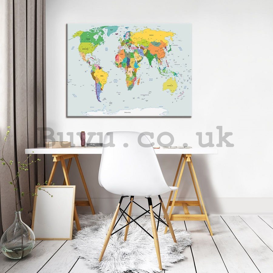 Painting on canvas: Map of the world (2) - 75x100 cm