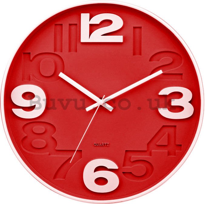 Wall clock: Red (2) - 30 cm