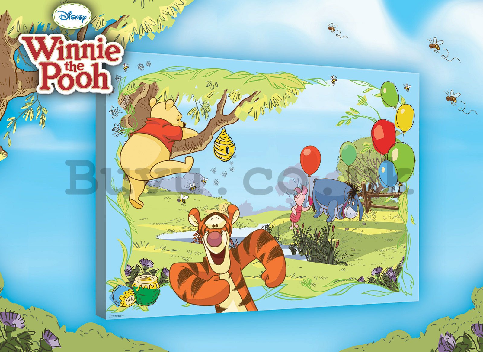 Painting on canvas: Winnie the Pooh (Balloons) - 100x75 cm