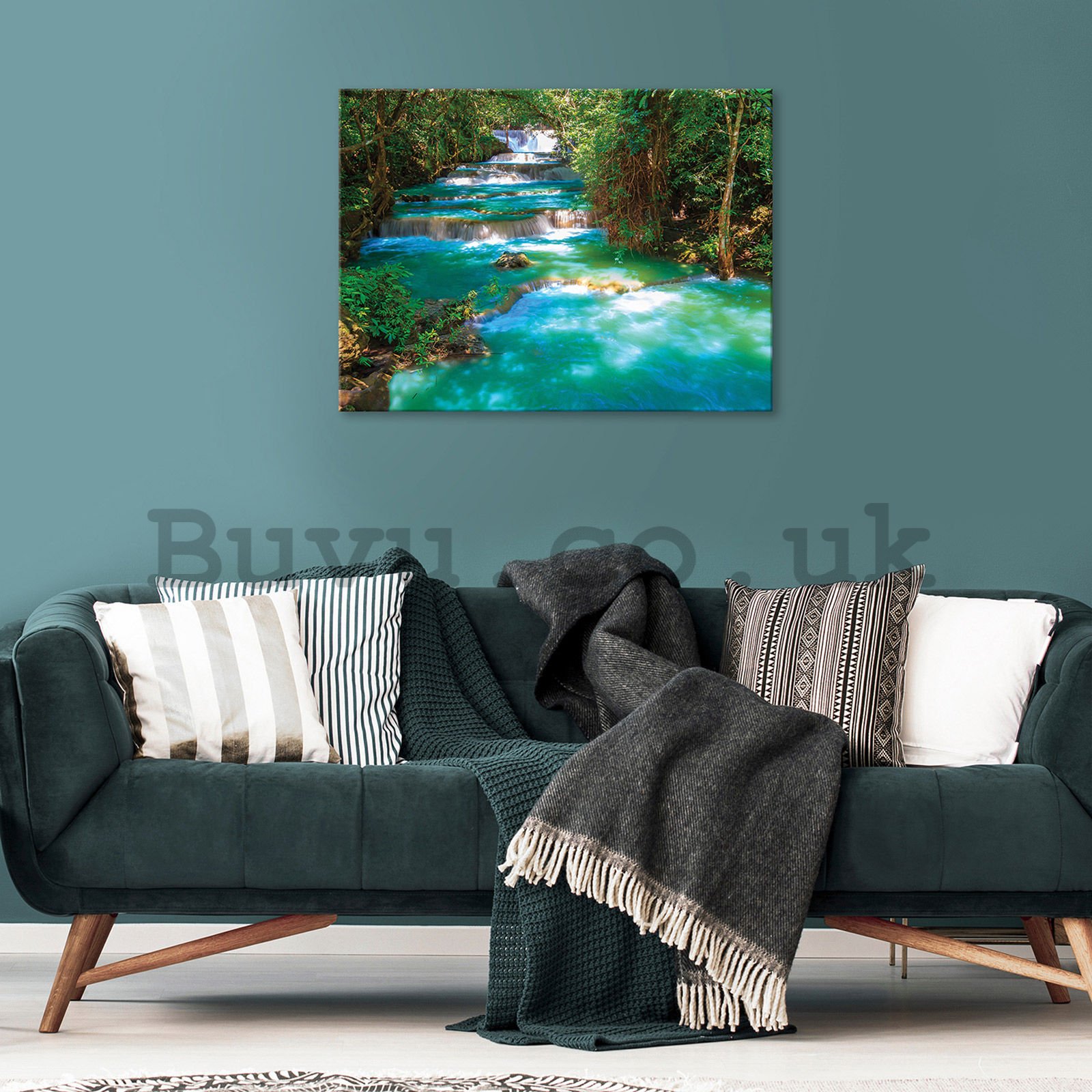 Painting on canvas: Green cascade - 80x60 cm