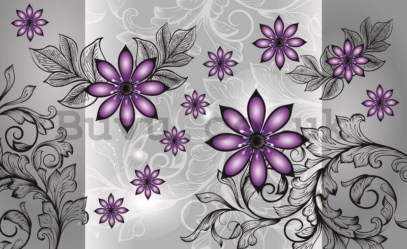 Wall Mural: Violet flowers (pattern) - 254x368 cm