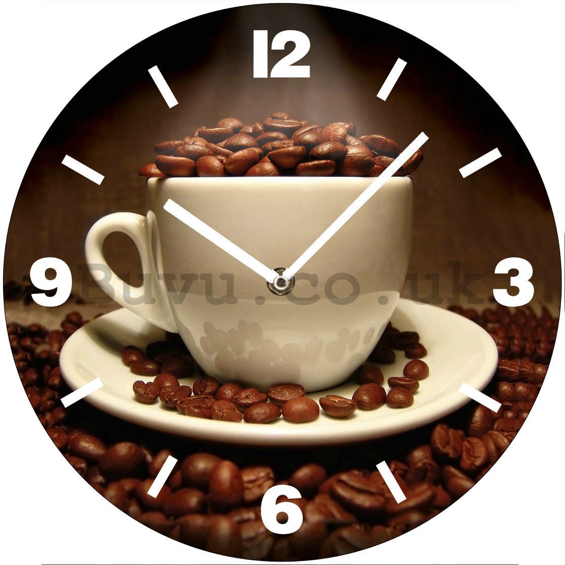 Glass wall clock: Šálka s kávovými zrnami - 30 cm