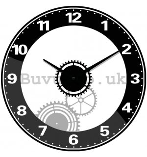 Glass wall clock: Clockwork - 34 cm