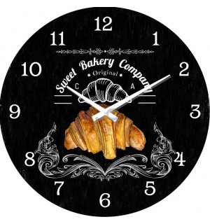 Glass wall clock: Sweet Bakery Company - 30 cm