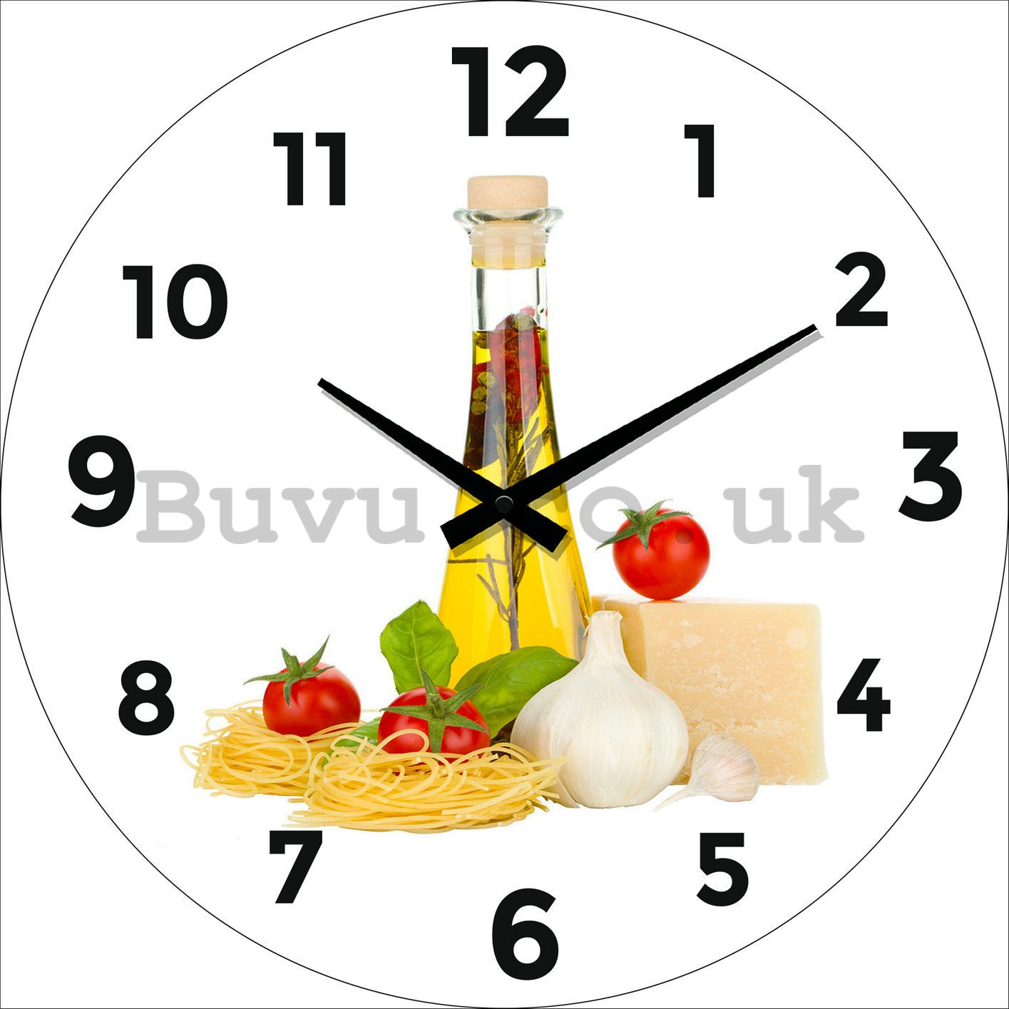 Glass wall clock: Pasta ingredients - 30 cm