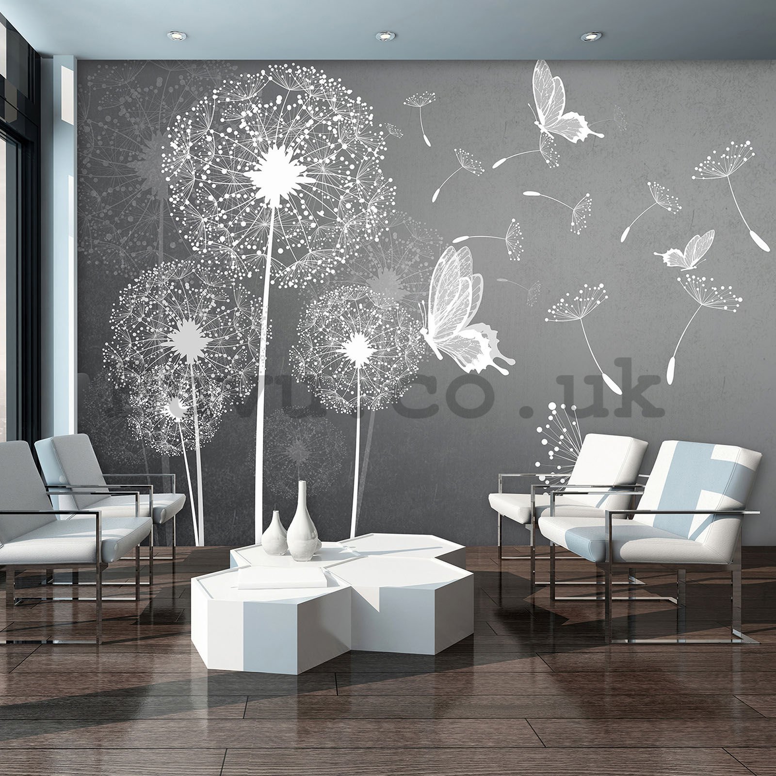 Wall mural: Dandelions and butterflies (1) - 368x254 cm