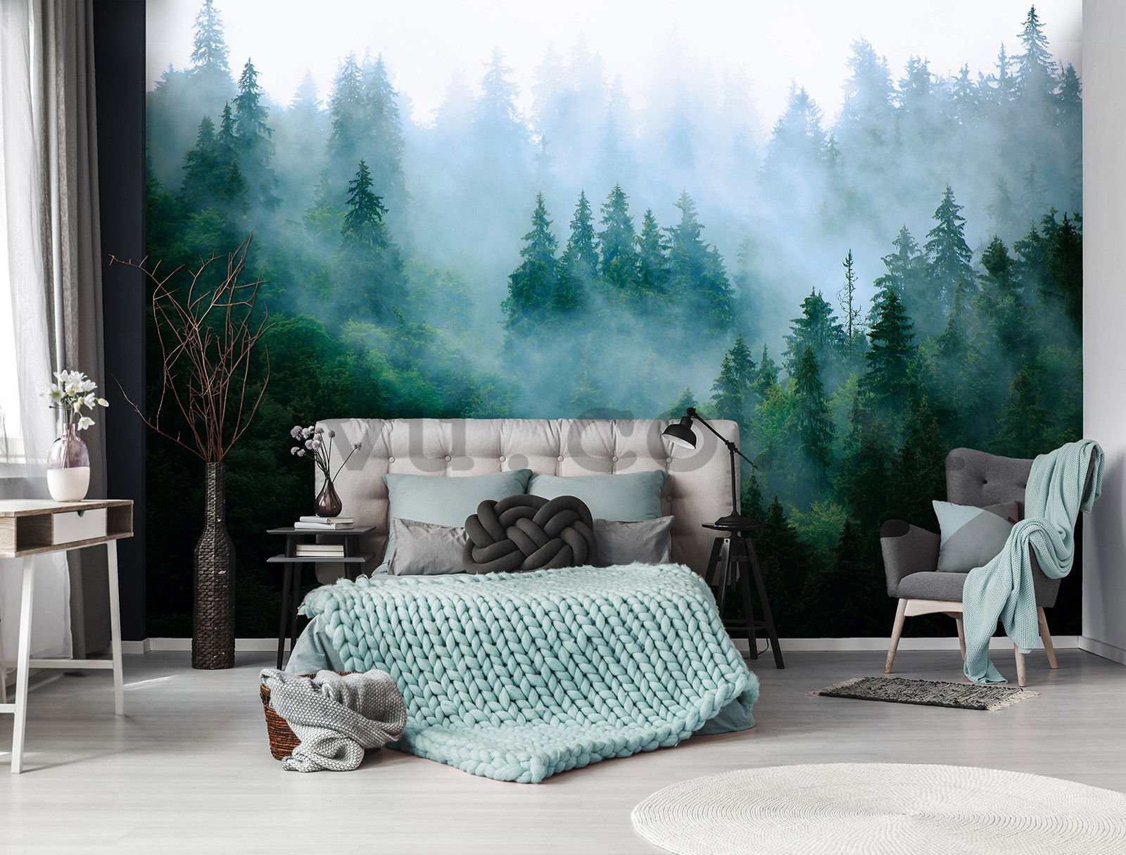 Wall mural vlies: Fog over the forest (3) - 254x184 cm
