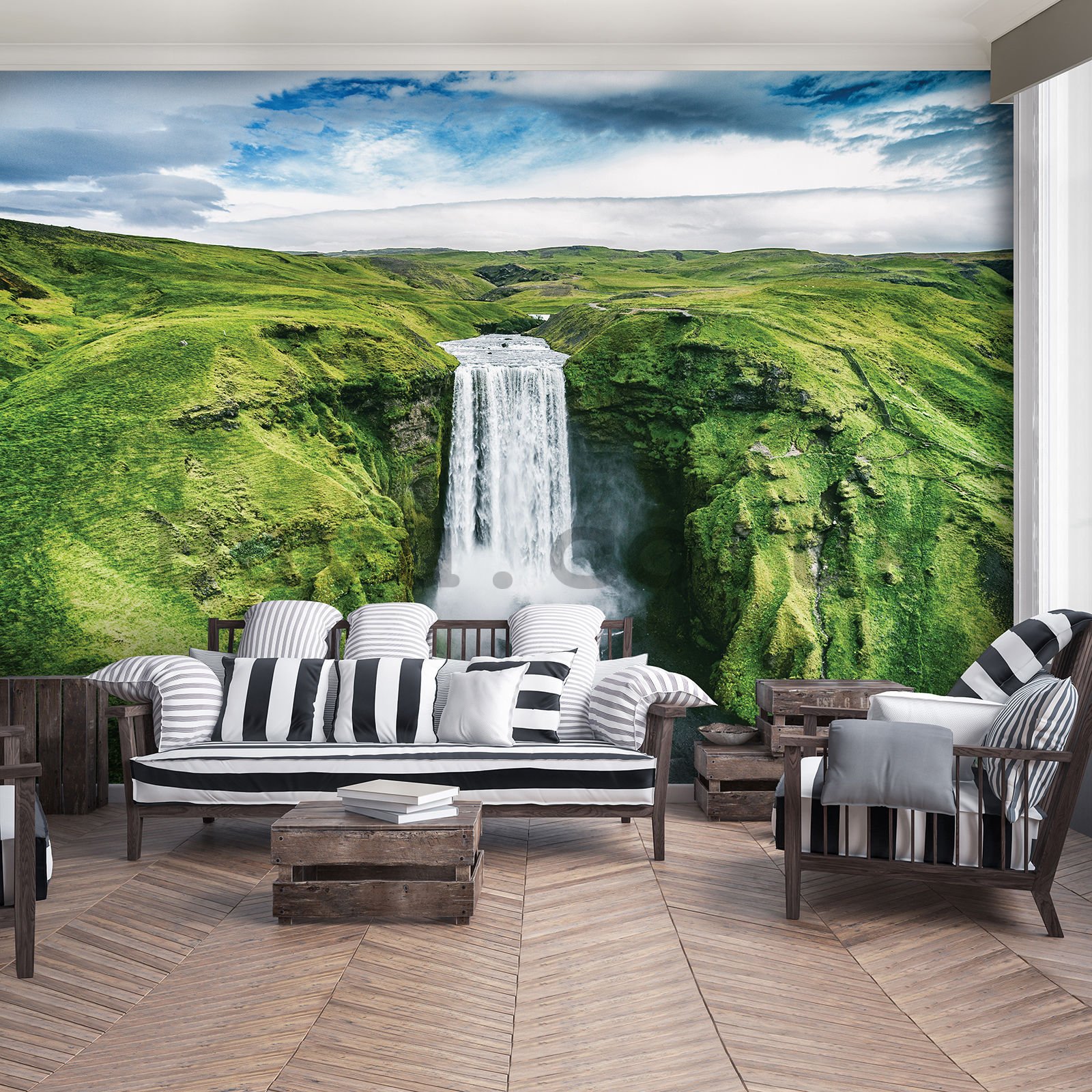 Wall mural vlies: Skógafoss Waterfall - 368x254 cm