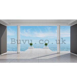 Wall mural vlies: Sea view (terrace) - 368x254 cm