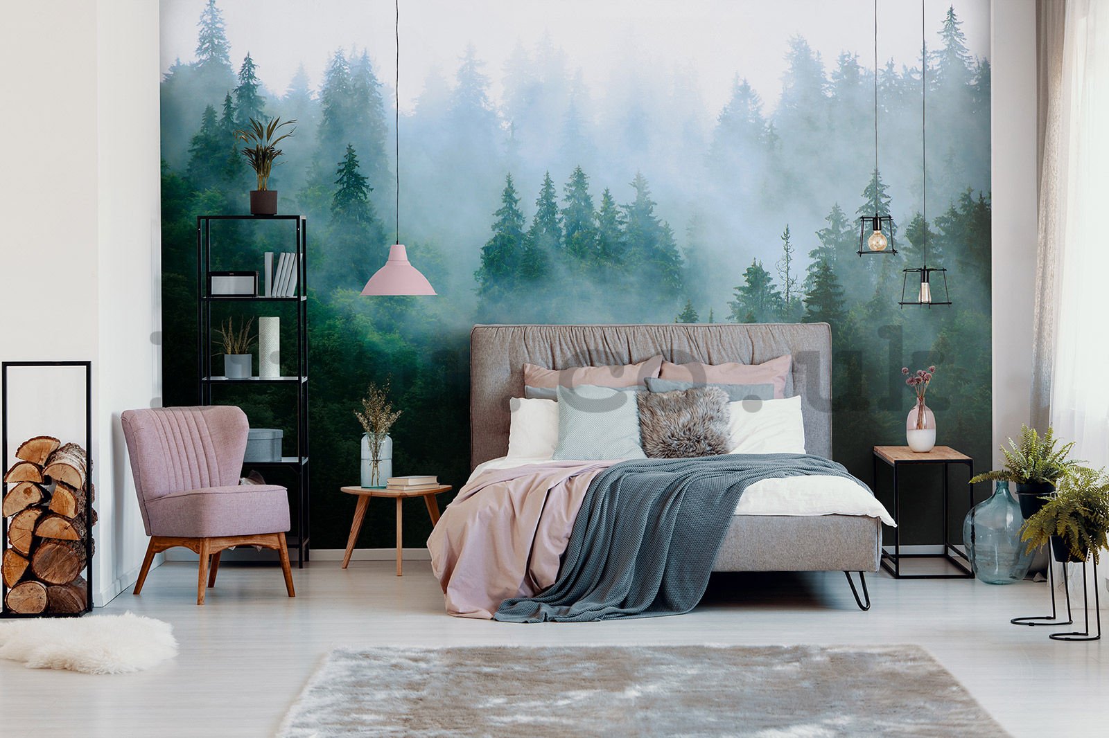 Wall mural vlies: Fog over the forest (3) - 152,5x104 cm