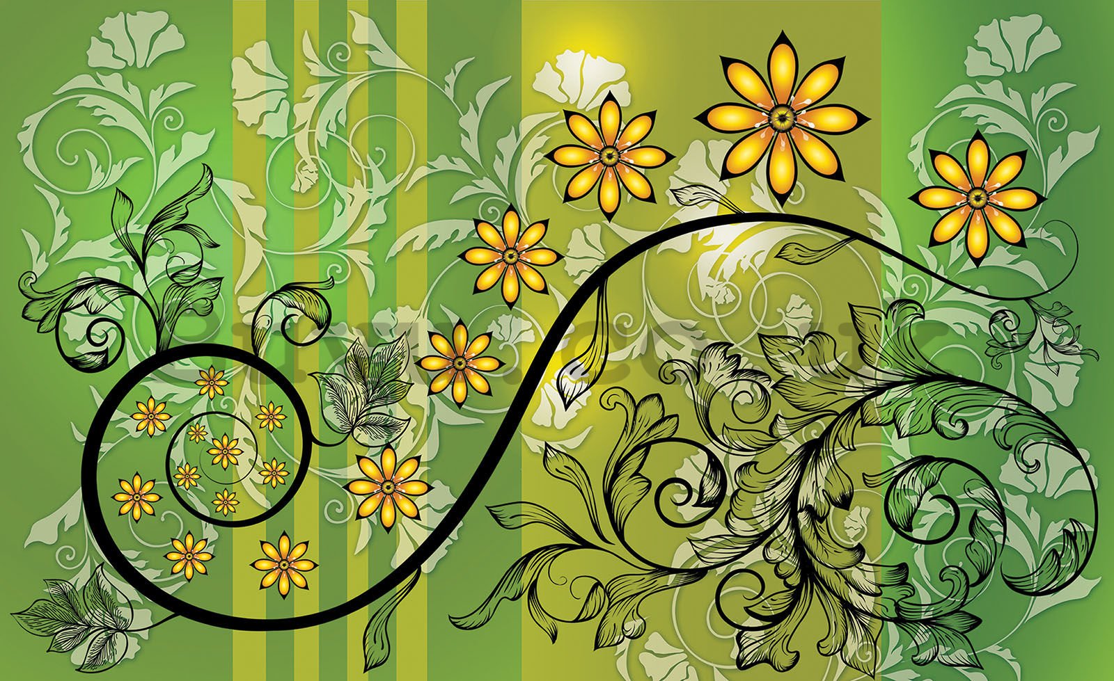Wall mural vlies: Floral abstract green (2) - 416x254 cm