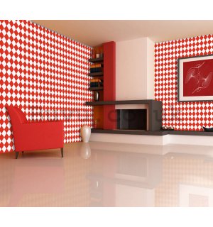 Vinyl wallpaper mosaic red-white pattern