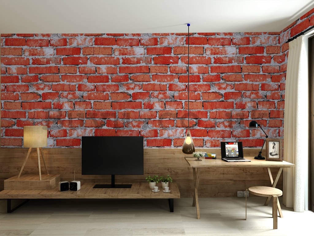 Vinyl wallpaper red brick wall