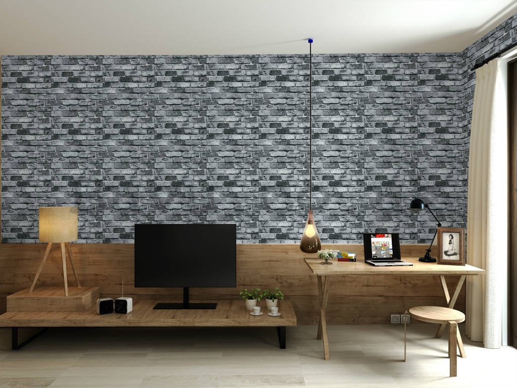 Vinyl wallpaper brick wall shades of gray