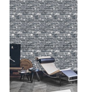 Vinyl wallpaper brick wall gray black (1)