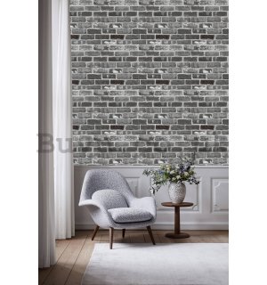 Vinyl wallpaper gray-bricked brick wall (2)