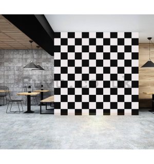 Vinyl wallpaper black-white dice - chessboard
