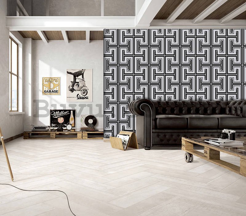 Vinyl wallpaper black-gray maze
