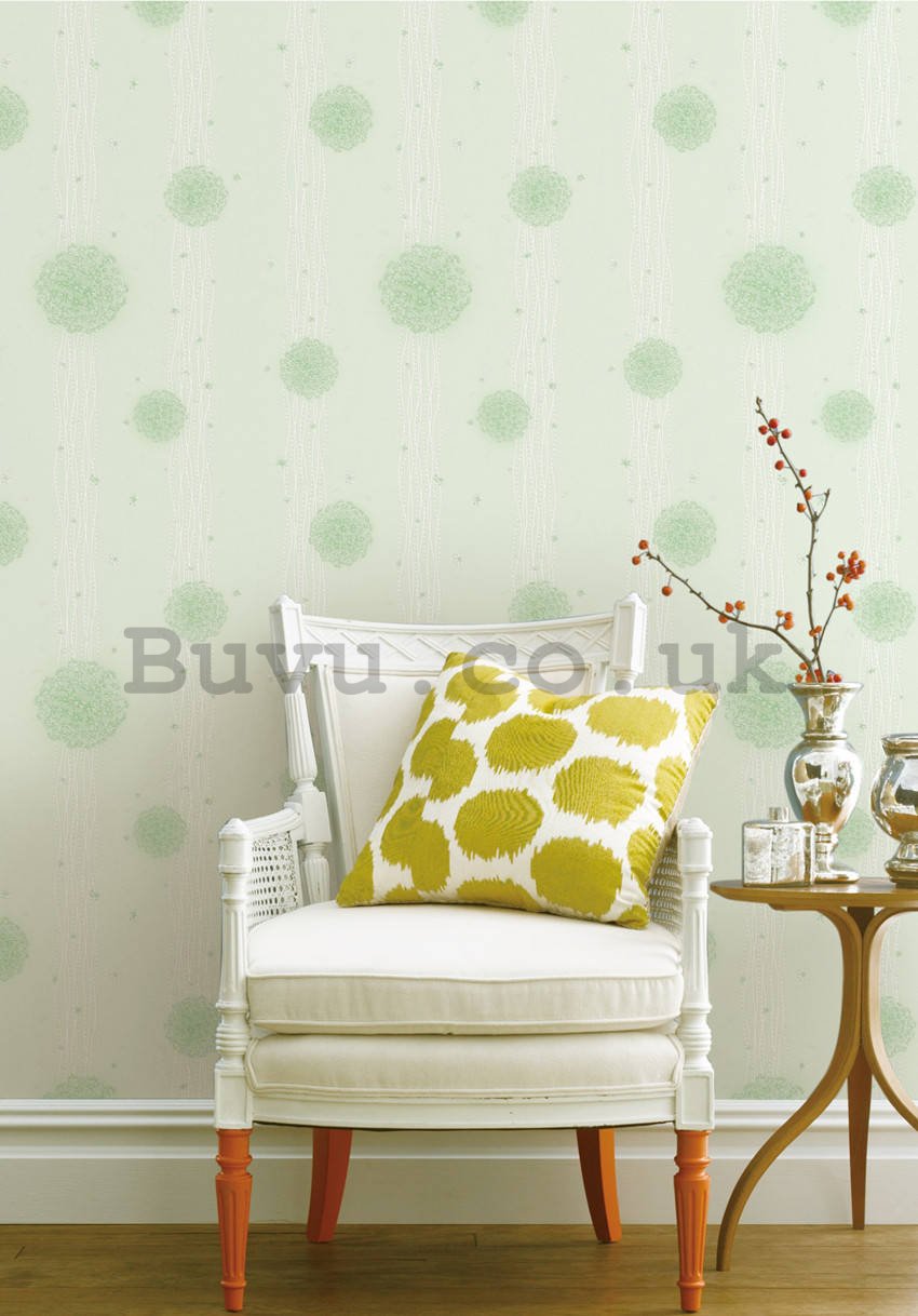 Vinyl wallpaper tiny flowers on green background