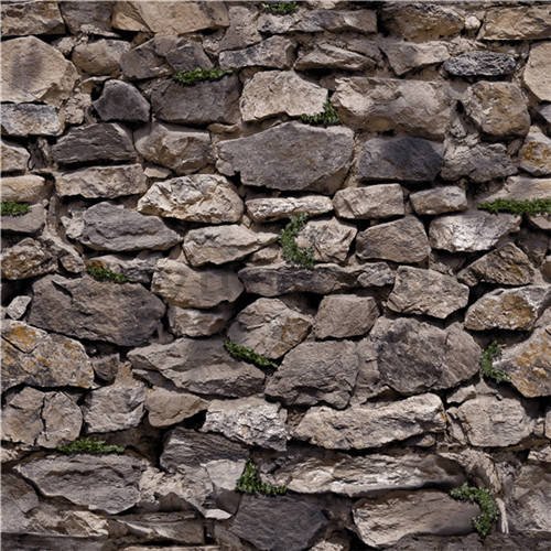 Vinyl wallpaper stone wall brown-gray