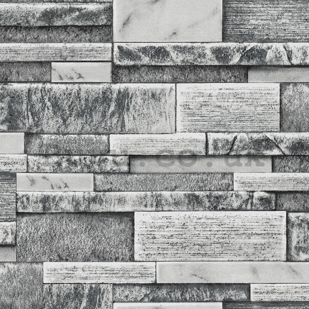 Vinyl wallpaper stone wall gray shades (3)