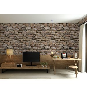Vinyl wallpaper stone lining brown