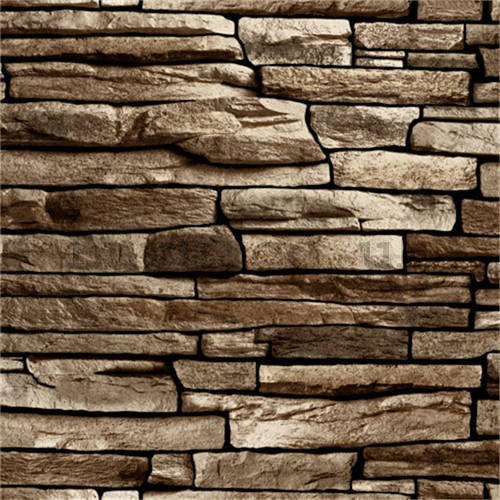 Vinyl wallpaper stone lining regular light brown