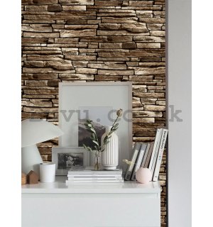 Vinyl wallpaper stone lining regular light brown