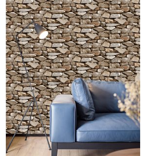 Vinyl wallpaper stone lining light brown