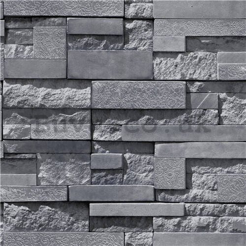 Vinyl wallpaper stone wall dark gray