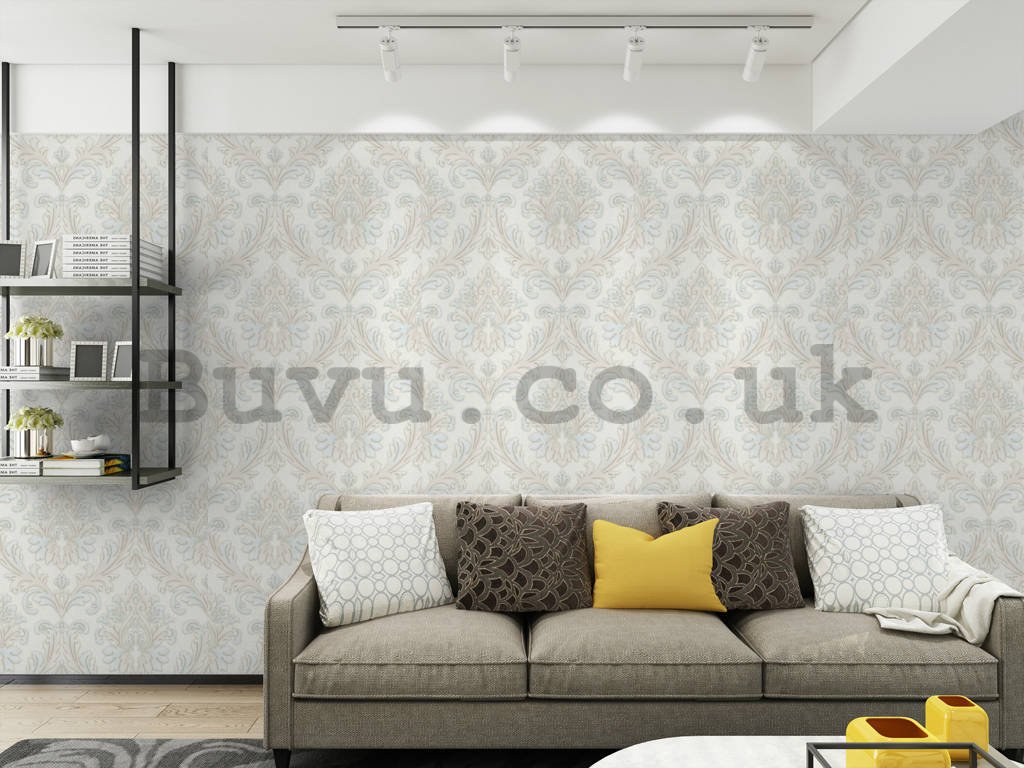 Vinyl wallpaper gray ornament on white background